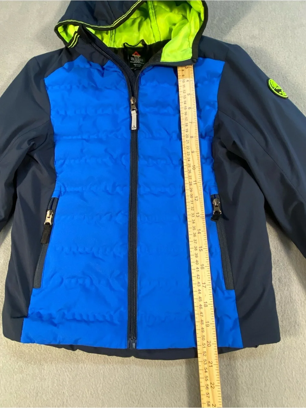 Gerry Boys’ Blue & Navy Long sleeves zip up Hooded Winter Jacket, size 7/8